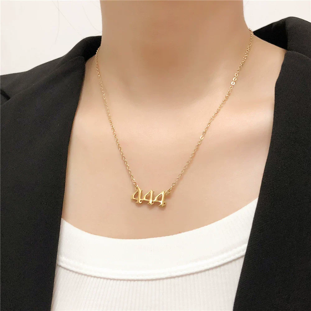 Necklace 316L Stainless Steel Lucky Number Pendant With Letters Numbers Text Design For Women - Image 4