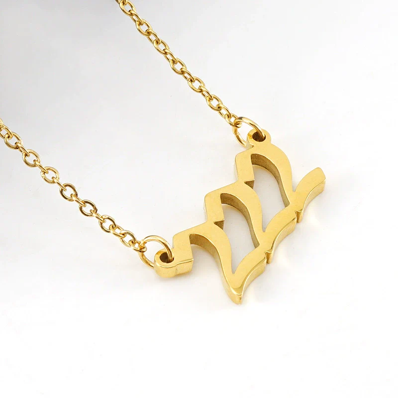 Necklace 316L Stainless Steel Lucky Number Pendant With Letters Numbers Text Design For Women - Image 5