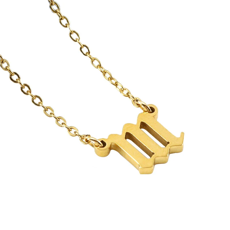 Necklace 316L Stainless Steel Lucky Number Pendant With Letters Numbers Text Design For Women - Image 6