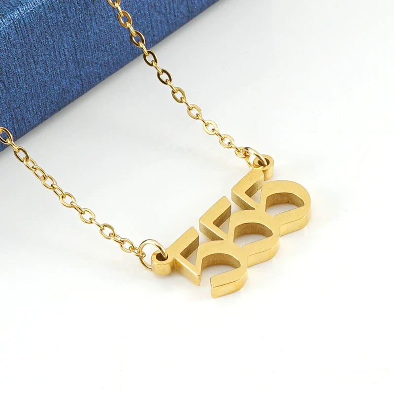 Necklace 316L Stainless Steel Lucky Number Pendant With Letters Numbers Text Design For Women - Image 8