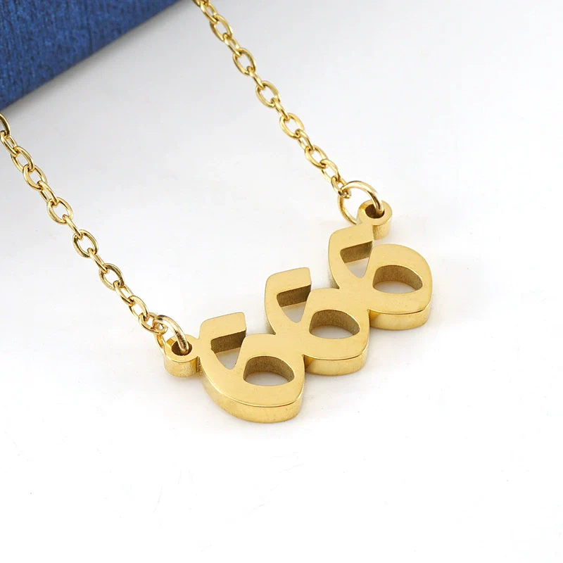 Necklace 316L Stainless Steel Lucky Number Pendant With Letters Numbers Text Design For Women - Image 9
