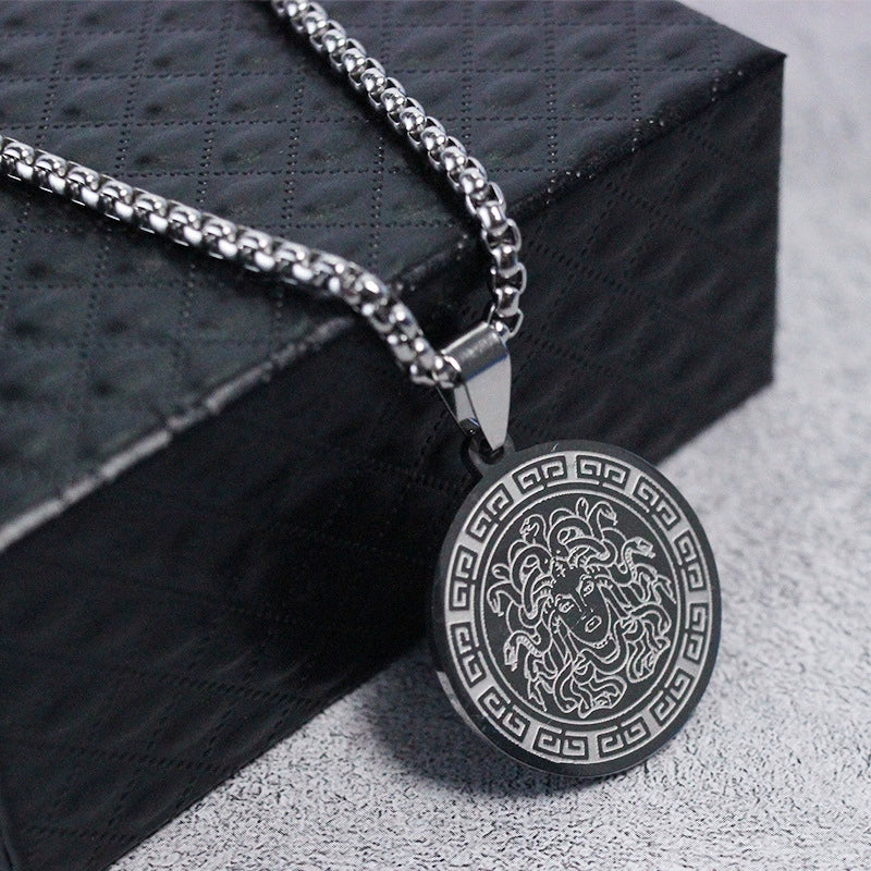 Necklace Titanium Steel Personality Geometric Medusa Snake Pendant Electroplating - Image 2