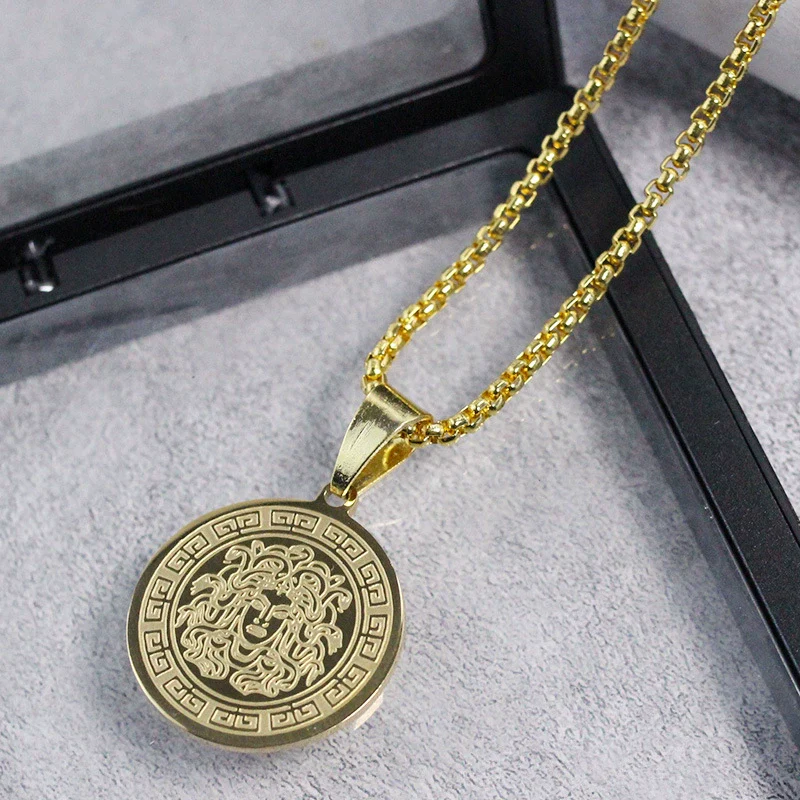 Necklace Titanium Steel Personality Geometric Medusa Snake Pendant Electroplating - Image 3