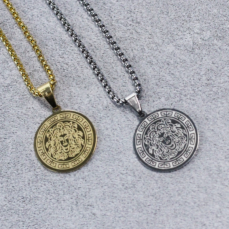 Necklace Titanium Steel Personality Geometric Medusa Snake Pendant Electroplating - Image 4