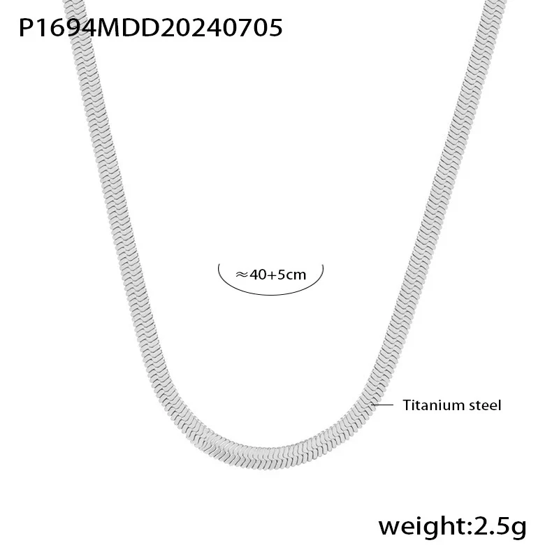 Necklace Titanium Steel Stainless Steel Geometric Style Electroplating Double Layer Stacked Blade Chain Three Beads Design - Image 6