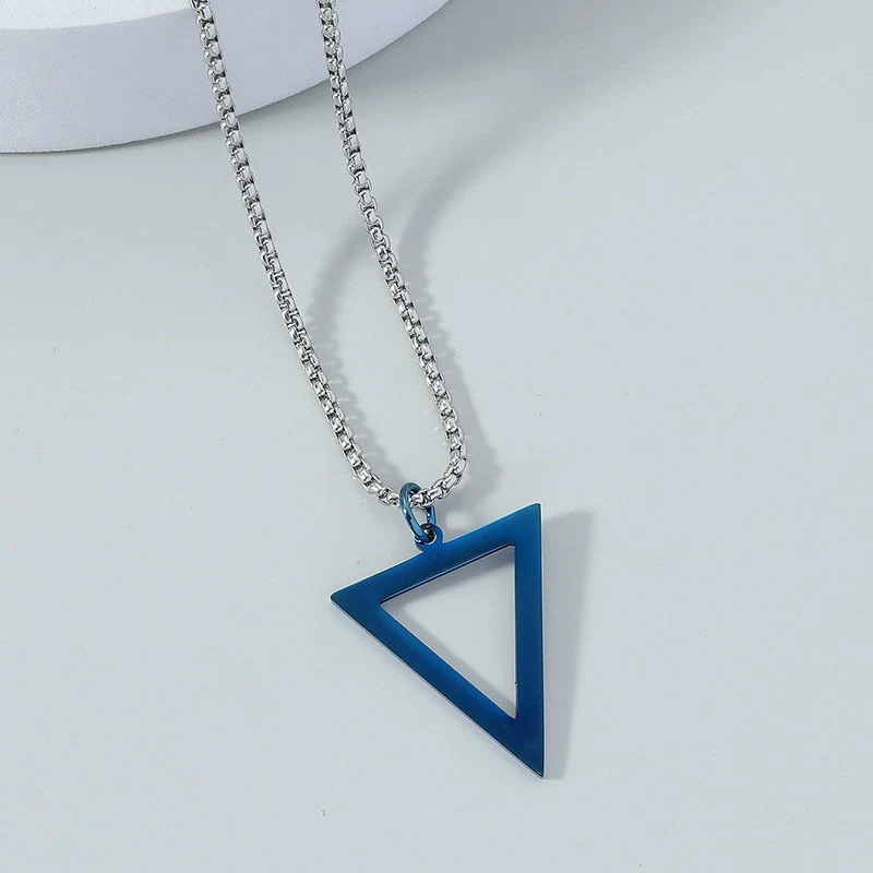 Necklace Titanium Steel Stainless Steel Geometric Triangle Pendant Electroplated Jewelry For Men - Image 6