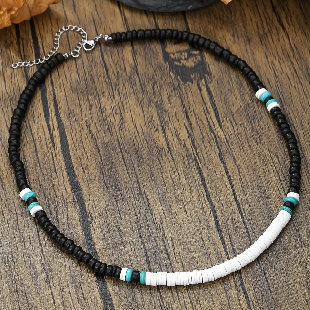 Necklace Wood Chip Coconut Shell Bohemian Geometric Handmade Stainless Steel - Image 41