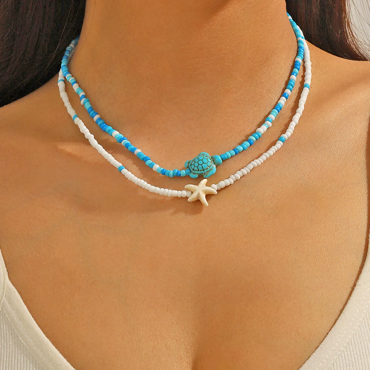 Necklace Zinc Alloy Geometric Shell Conch Sea Star Pendant Electroplating For Women - Image 2