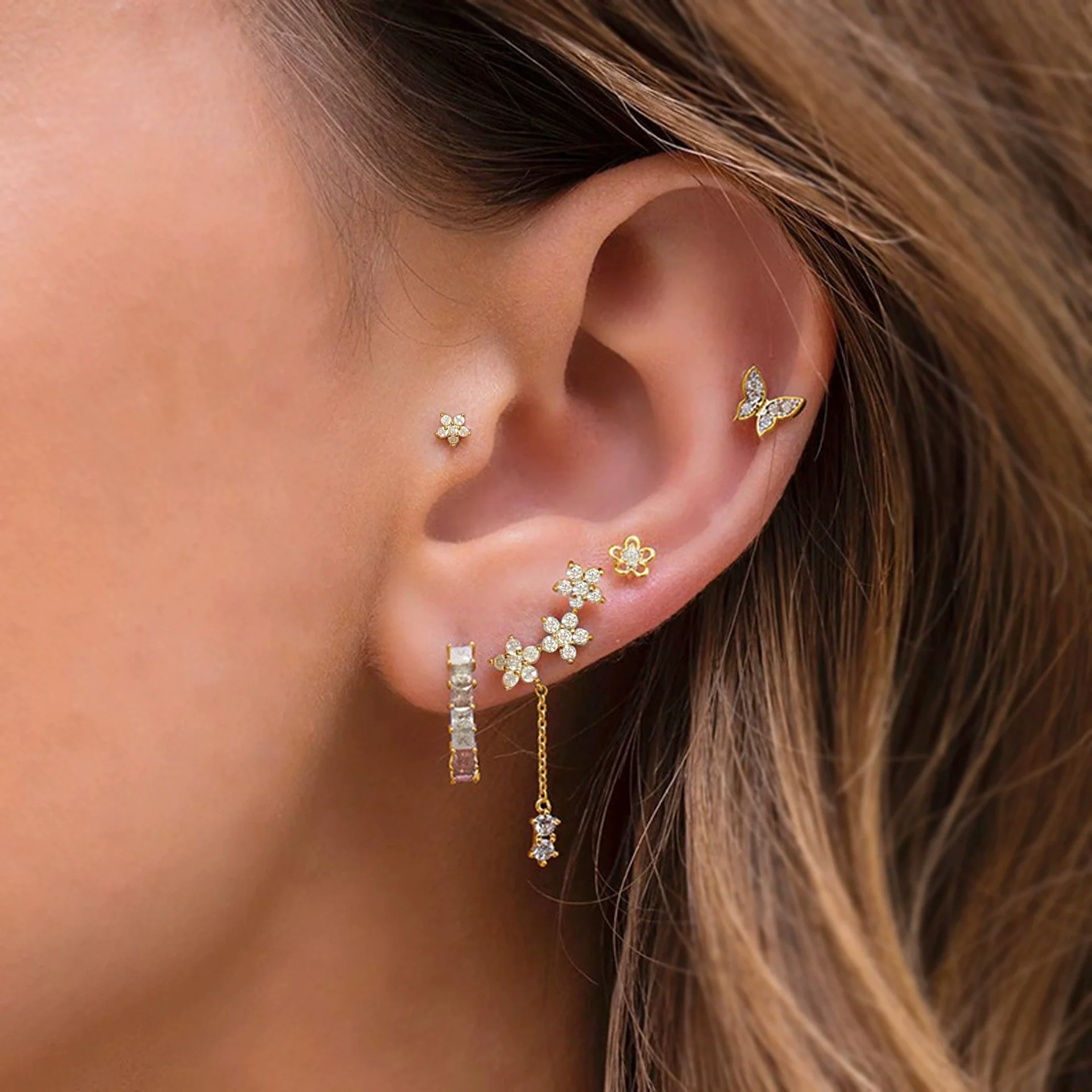 Niche Fashion Jewelry Set Women's Copper Animals Zodiac Zircon Earrings