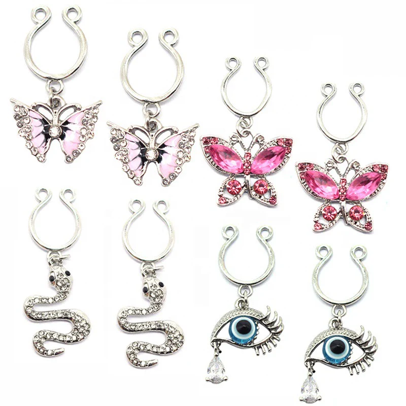 Nipple Ring Snakeshaped Butterfly Devil's Eye Constellation Pattern Titanium Alloy Electroplated Unisex