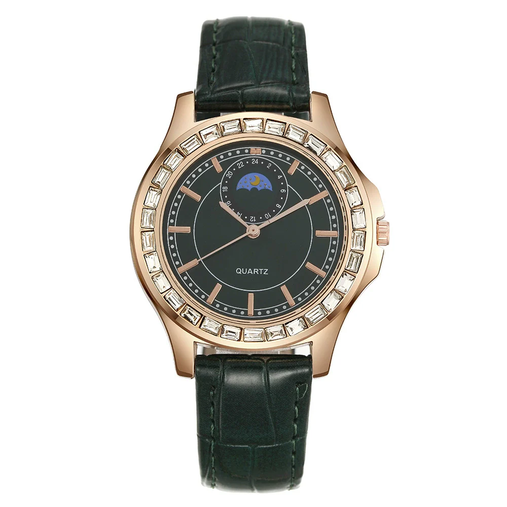 Non Mechanical Quartz Belt Watch For Men And Women Alloy Case Imitation Leather Strap Stainless Steel Clasp Round Dial Business Style - Image 4