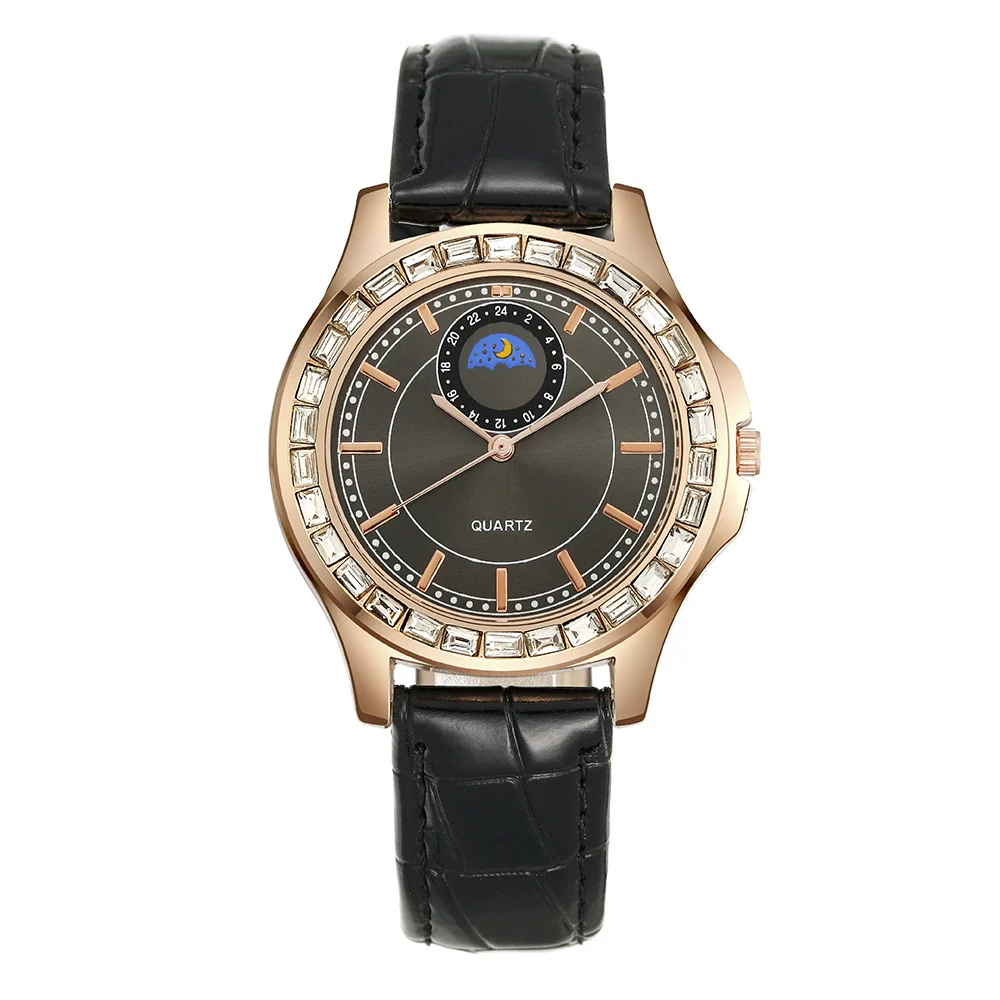 Non Mechanical Quartz Belt Watch For Men And Women Alloy Case Imitation Leather Strap Stainless Steel Clasp Round Dial Business Style - Image 9