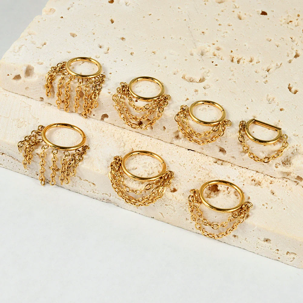 Nose Ring And Ear Ring Stainless Steel Geometric Electroplated - Image 2