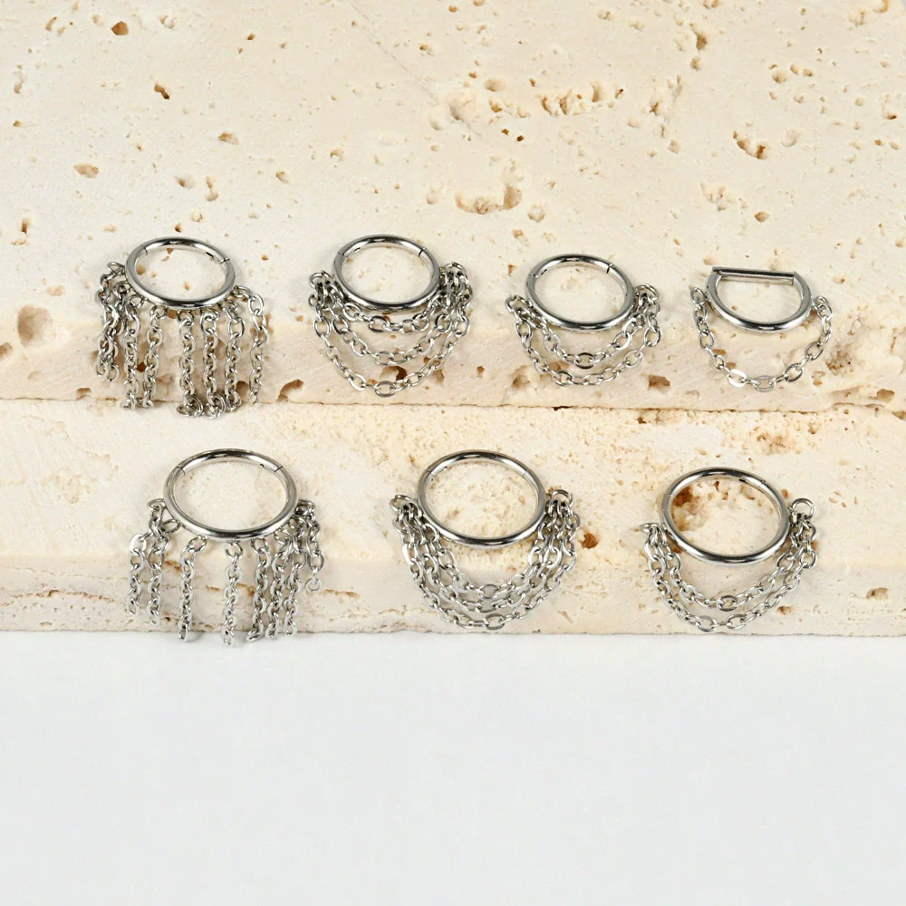 Nose Ring And Ear Ring Stainless Steel Geometric Electroplated - Image 3