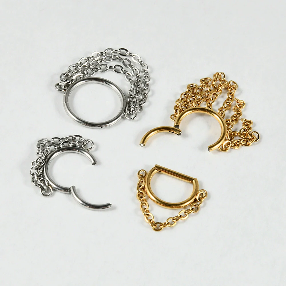 Nose Ring And Ear Ring Stainless Steel Geometric Electroplated - Image 4