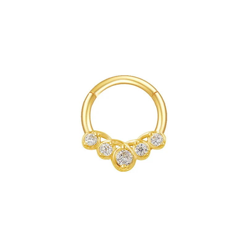 Nose Ring And Ear Ring Stainless Steel Heartshaped And Fivepointed Star Puncture Ornaments With Diamond Design Simple Style - Image 13