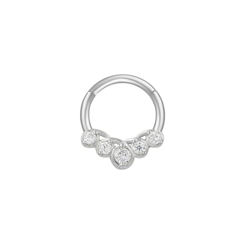 Nose Ring And Ear Ring Stainless Steel Heartshaped And Fivepointed Star Puncture Ornaments With Diamond Design Simple Style - Image 14