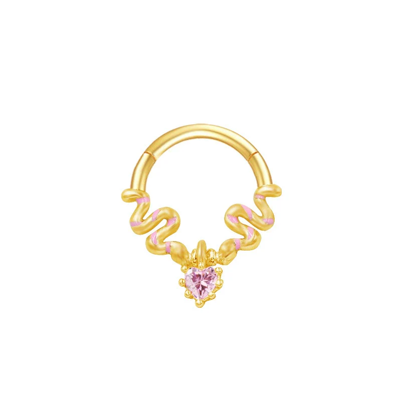 Nose Ring And Ear Ring Stainless Steel Heartshaped And Fivepointed Star Puncture Ornaments With Diamond Design Simple Style - Image 27
