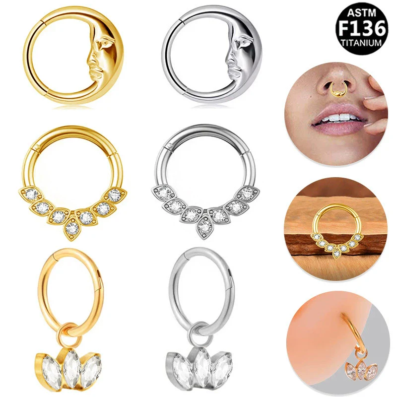 Nose Ring Earrings Titanium Steel Versatile Geometric Star Shape Electroplated