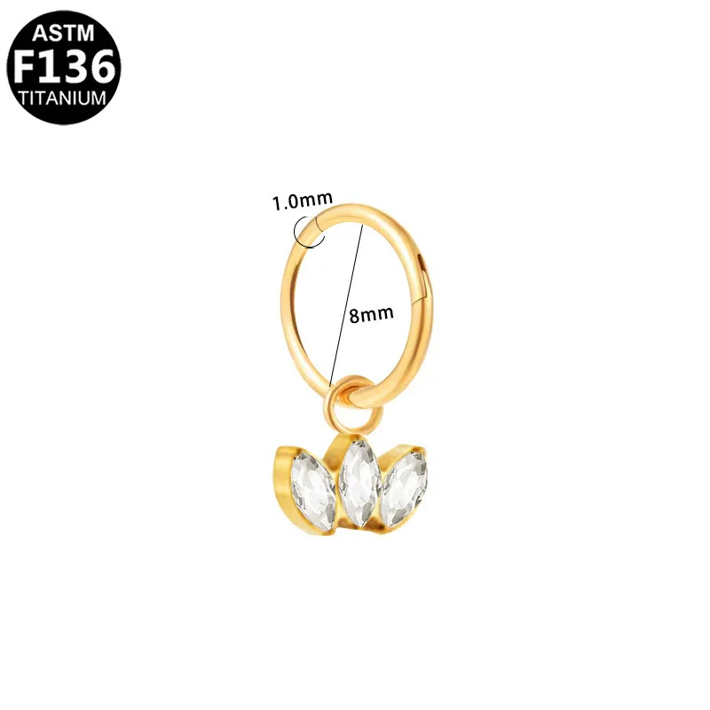Nose Ring Earrings Titanium Steel Versatile Geometric Star Shape Electroplated - Image 4