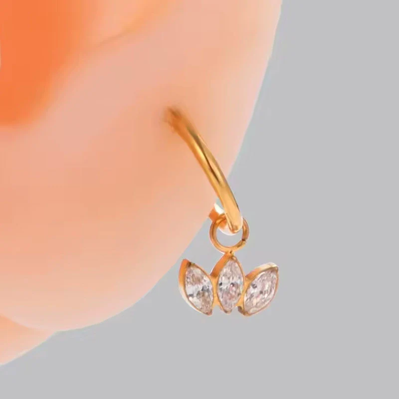 Nose Ring Earrings Titanium Steel Versatile Geometric Star Shape Electroplated - Image 5