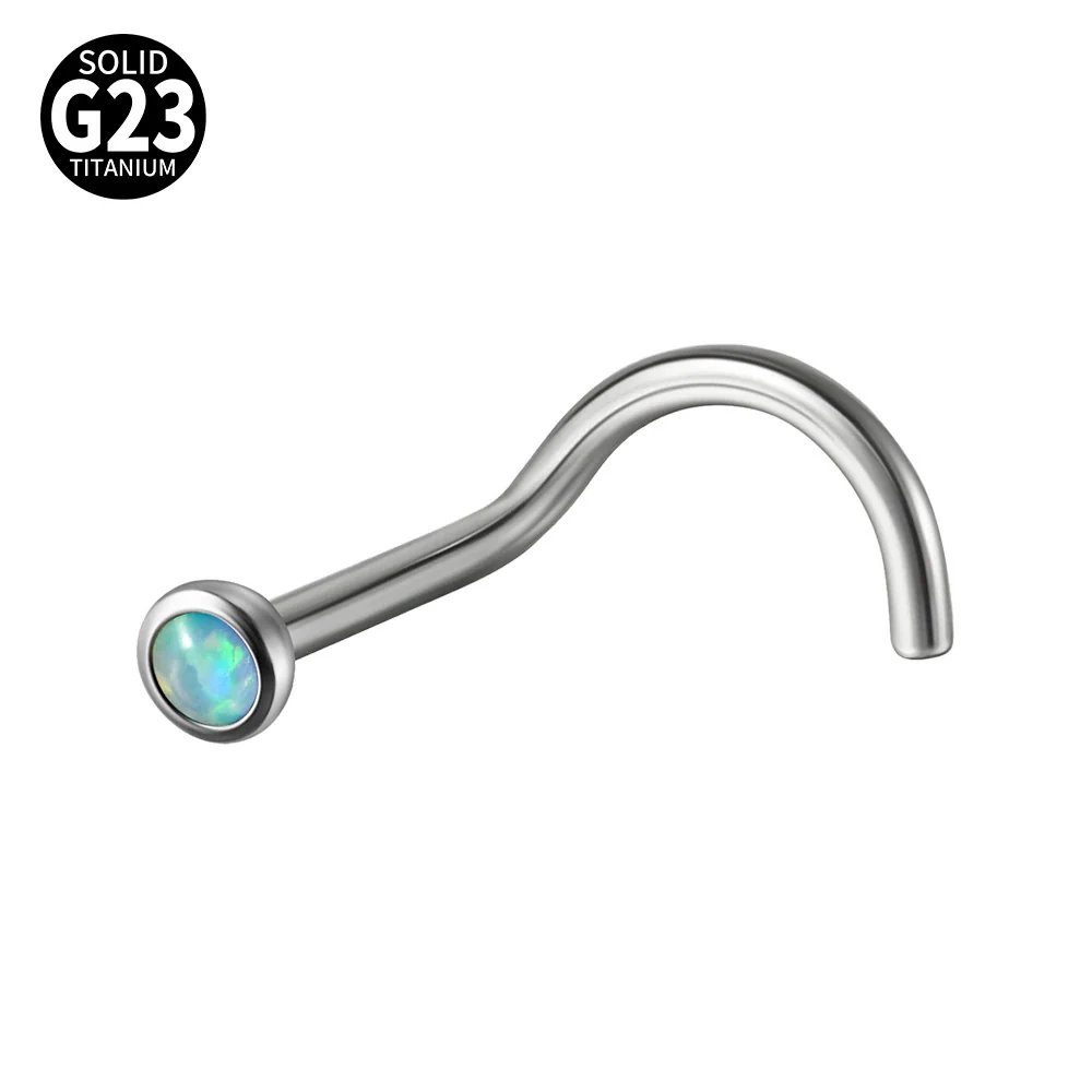 Nose Ring Jewelry G23 Titanium Round Shaped Set With Diamonds - Image 12