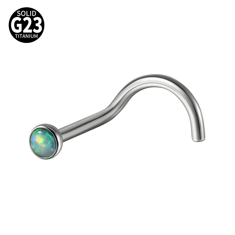 Nose Ring Jewelry G23 Titanium Round Shaped Set With Diamonds - Image 13