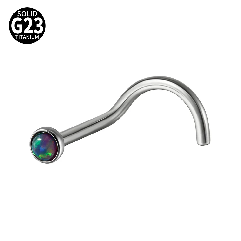 Nose Ring Jewelry G23 Titanium Round Shaped Set With Diamonds - Image 14