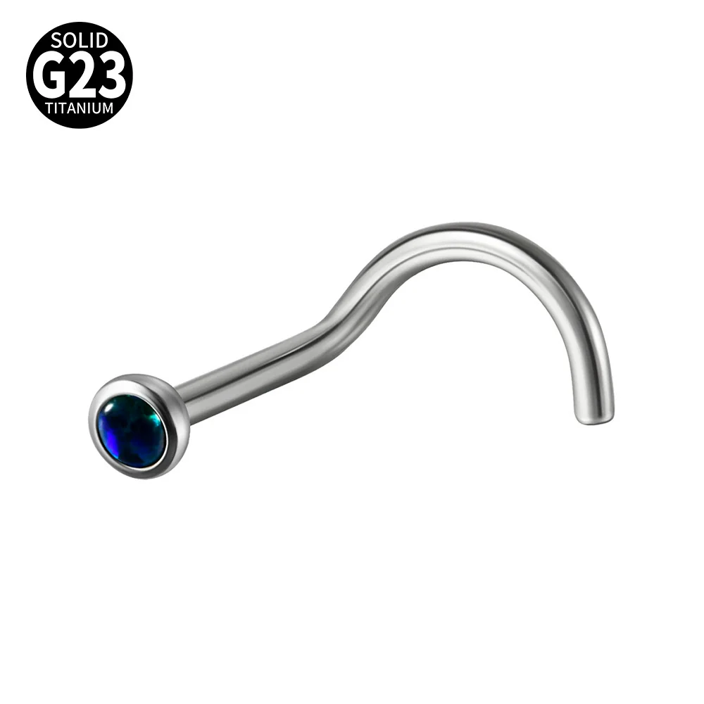 Nose Ring Jewelry G23 Titanium Round Shaped Set With Diamonds - Image 15