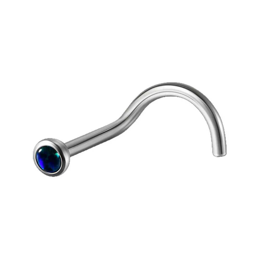 Nose Ring Jewelry G23 Titanium Round Shaped Set With Diamonds - Image 5