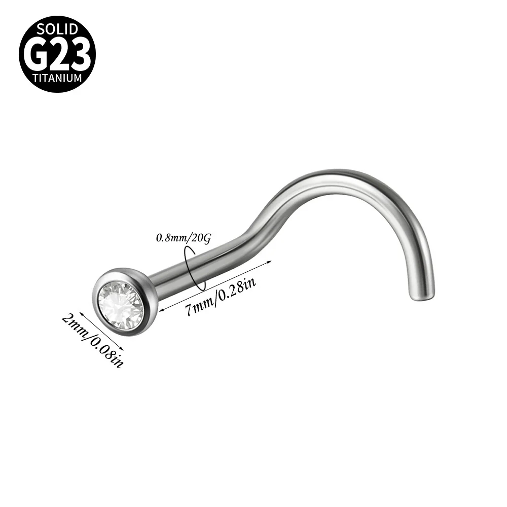 Nose Ring Jewelry G23 Titanium Round Shaped Set With Diamonds - Image 6