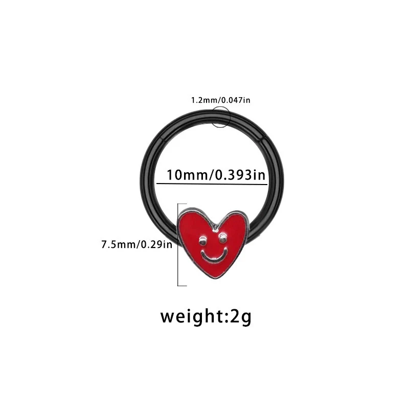 Nose Ring Jewelry Stainless Steel Heart Shape Set With Diamonds Punk Style - Image 6