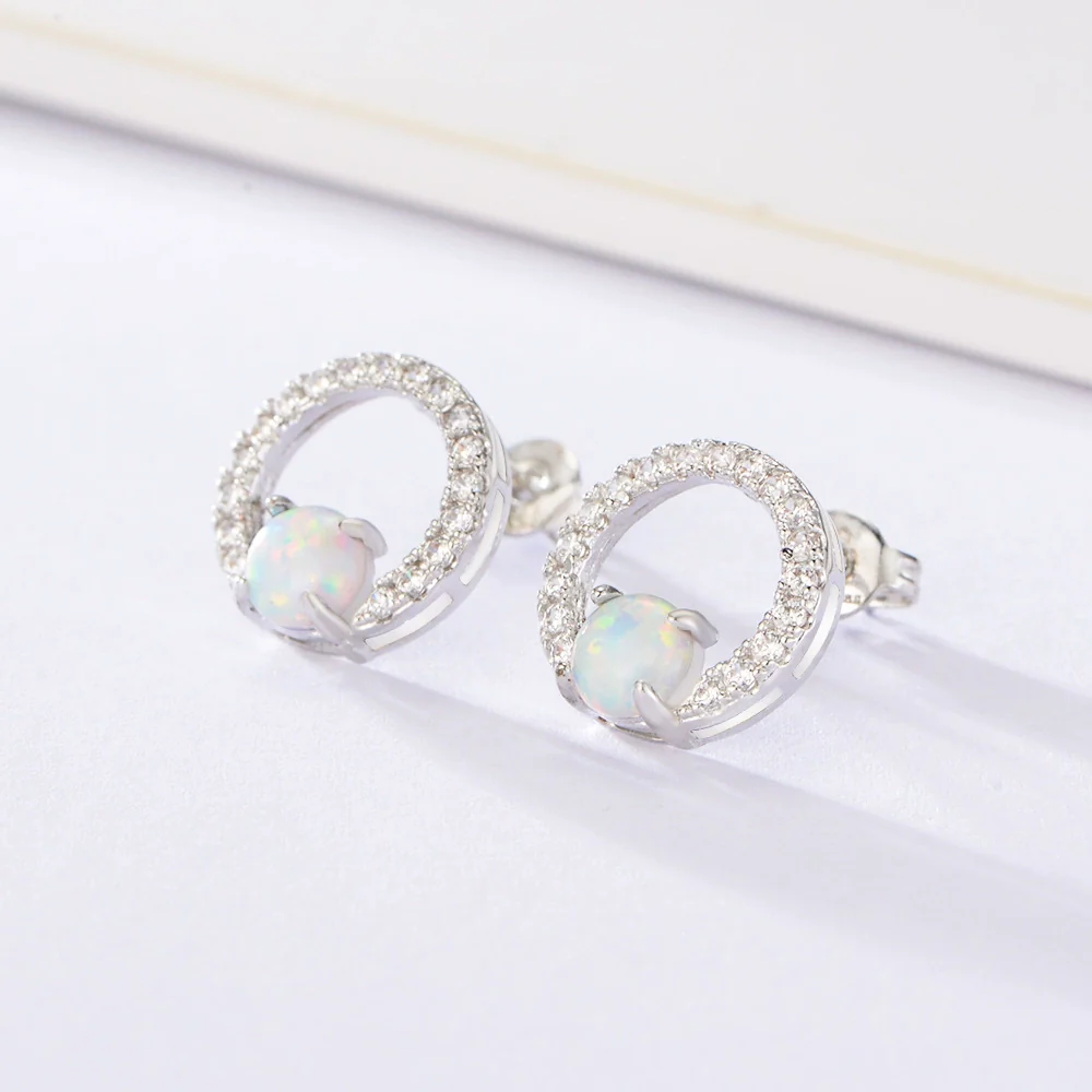 Opal Earrings Copper Geometric Style Electroplating For Women - Image 2