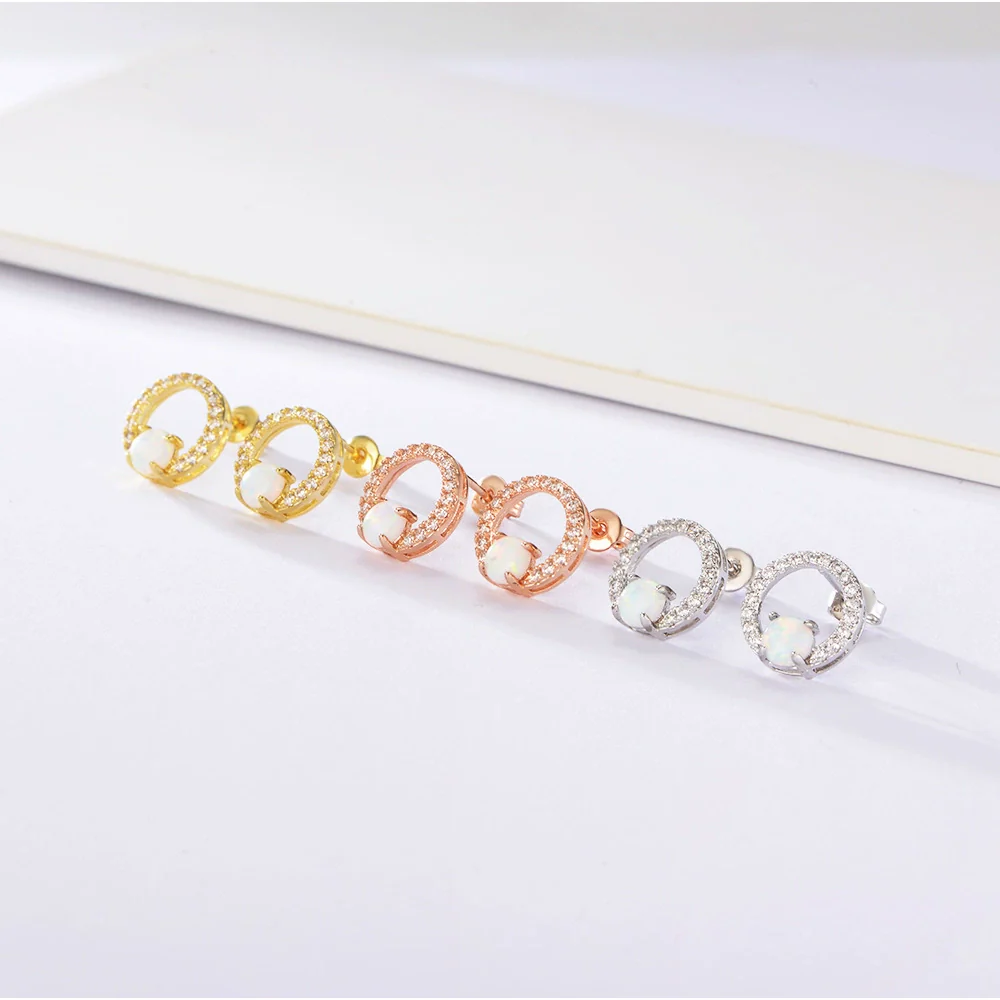 Opal Earrings Copper Geometric Style Electroplating For Women - Image 3