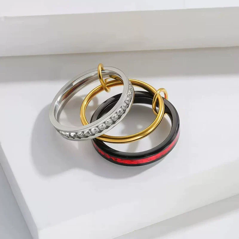 Opal Multilayer Winding Stacking Ring Titanium Steel Geometric Style Electroplated Unisex - Image 7