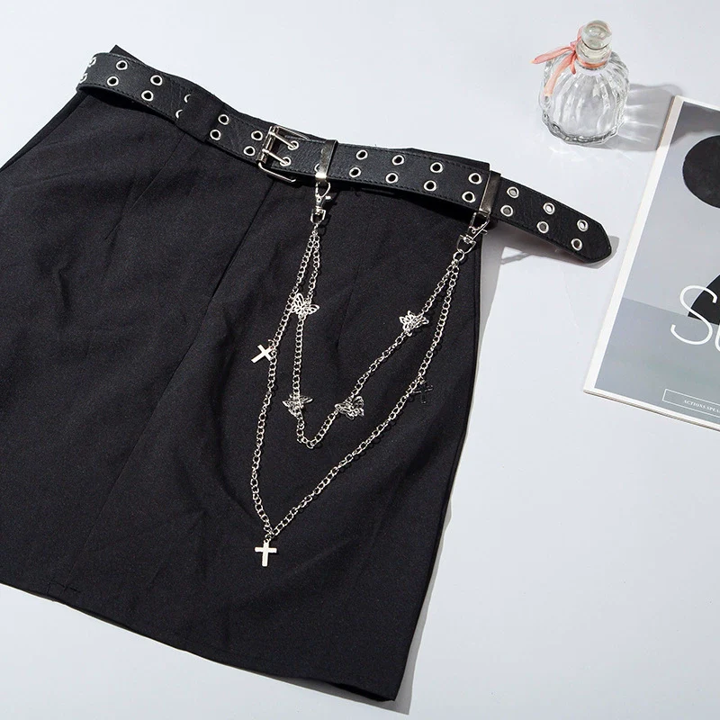 Pants Chain Imitation Leather Doublerow Butterfly Cross Hip Hop Punk Style - Image 4