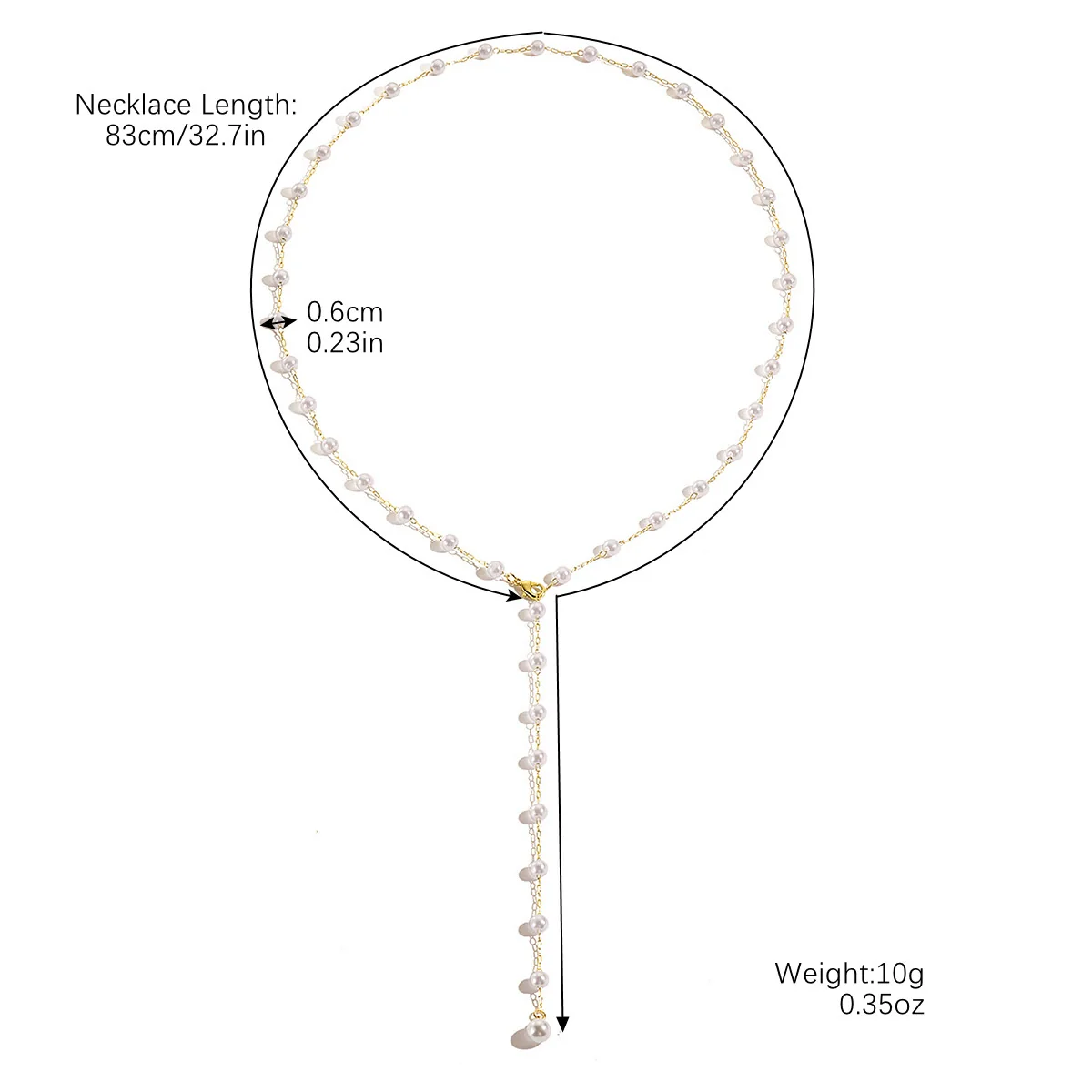 Pearl And Artificial Crystal Long Tassel Yshaped Necklace With Geometric And Drop Shape Design Electroplated For Women - Image 6