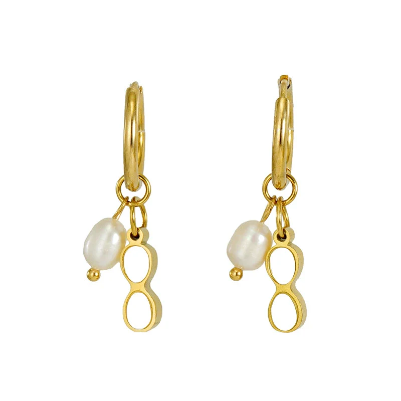 Pearl And Titanium Steel Women's Fashion Earrings With Geometric Design And Electroplating - Image 6