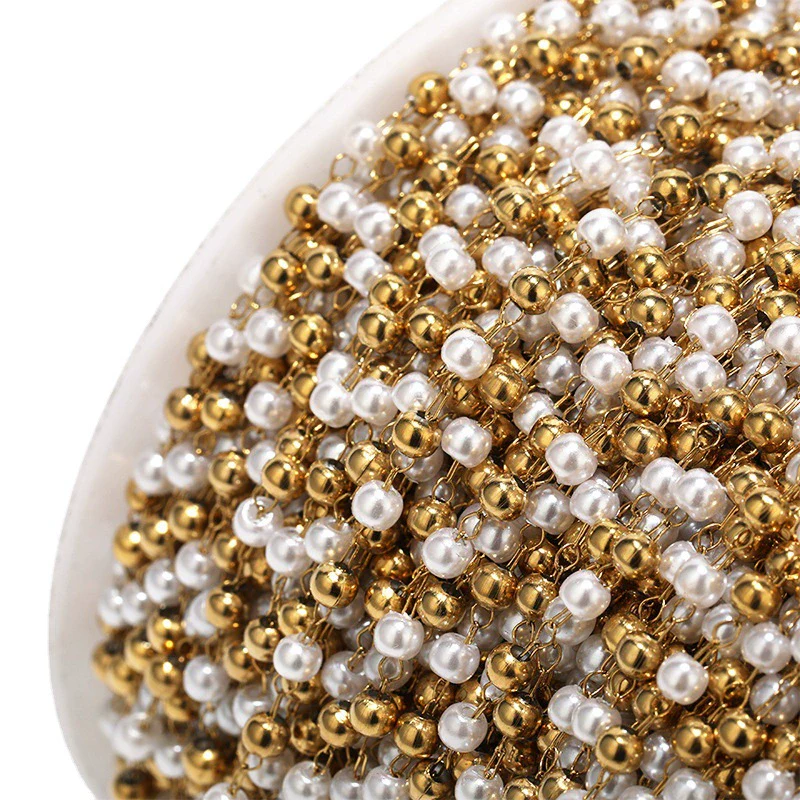 Pearl Clip Bead Chain Stainless Steel Handmade Jewelry Accessories With Vacuum Plated And Electroplated Treatment - Image 4