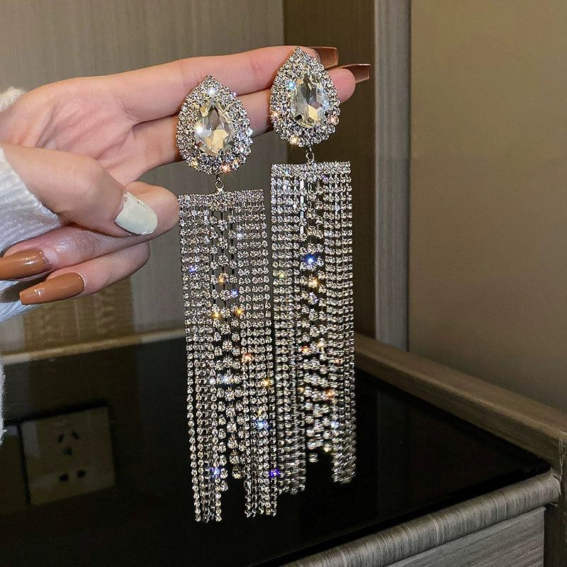 Pearl Diamond Tassel Earrings Rhinestone Material U Shaped Design For Women - Image 19