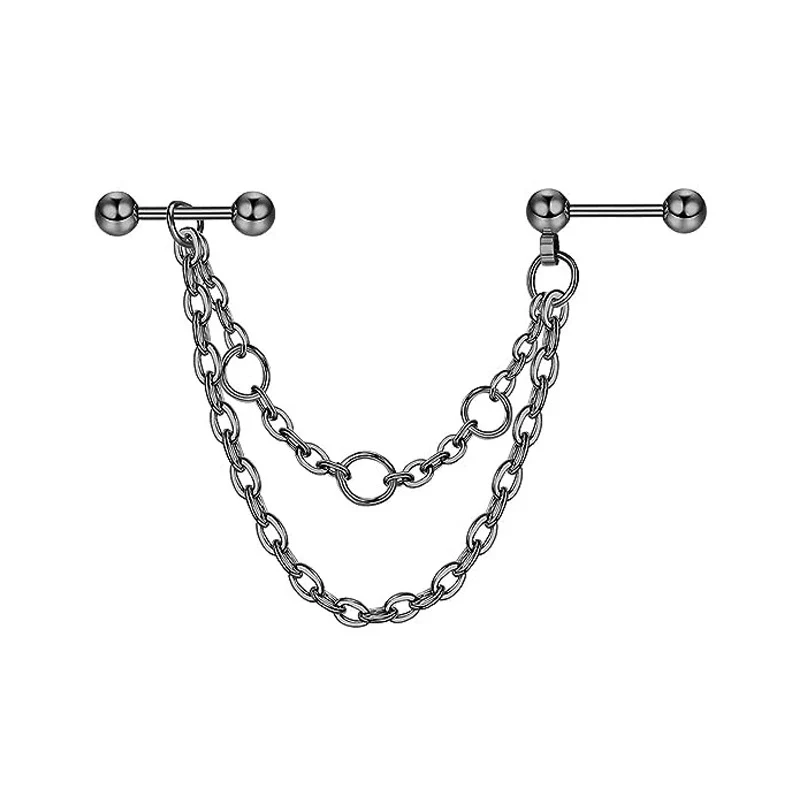 Pearl Ear Chain Fivepointed Star Ear Bone Stud Stainless Steel Geometric Style Electroplated Jewelry - Image 16