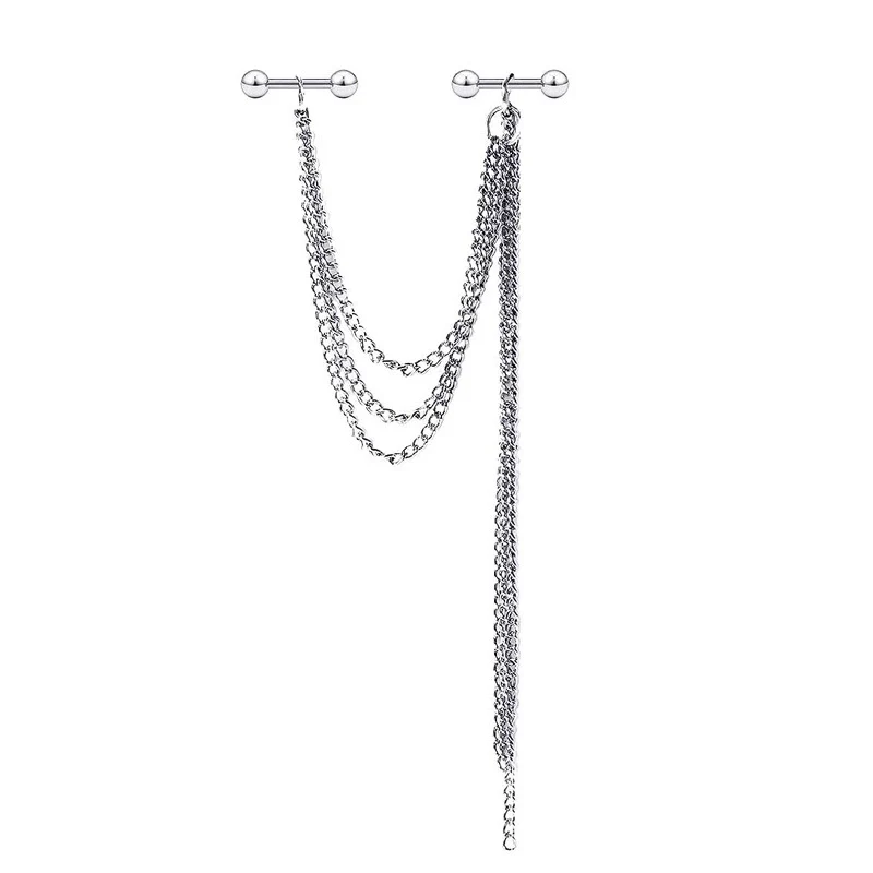 Pearl Ear Chain Fivepointed Star Ear Bone Stud Stainless Steel Geometric Style Electroplated Jewelry - Image 7