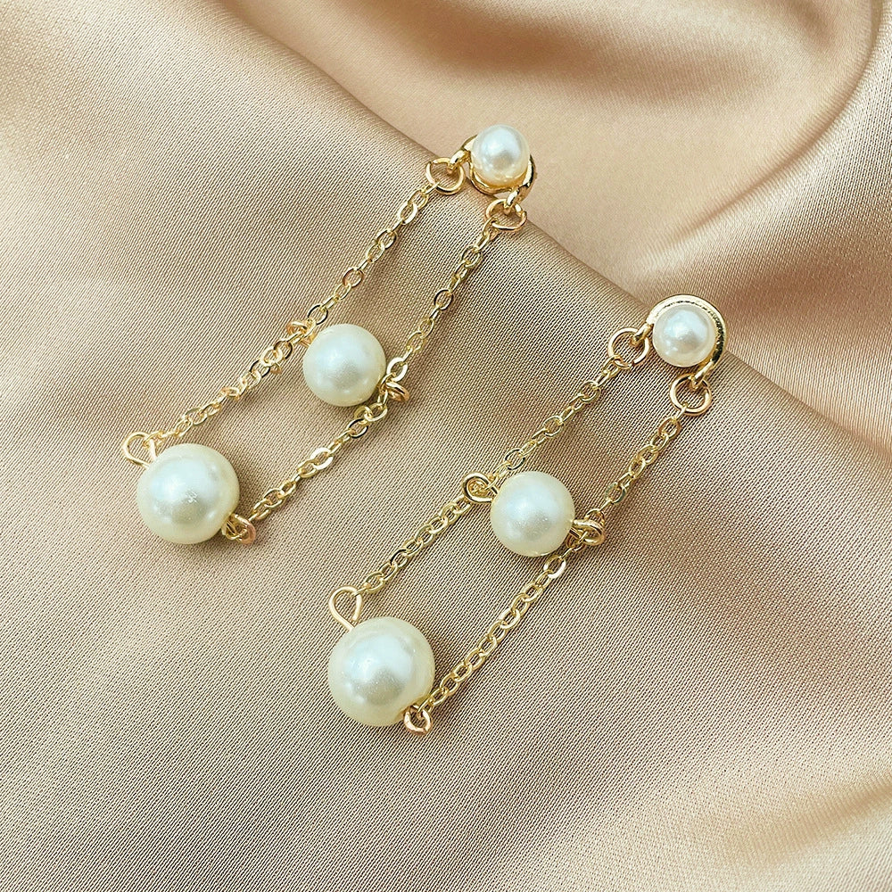 Pearl Earrings For Women Geometric Style Electroplated - Image 4