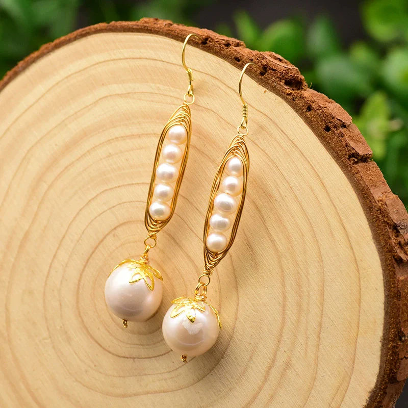 Pearl Earrings Geometric Style Electroplating Design For Women - Image 8