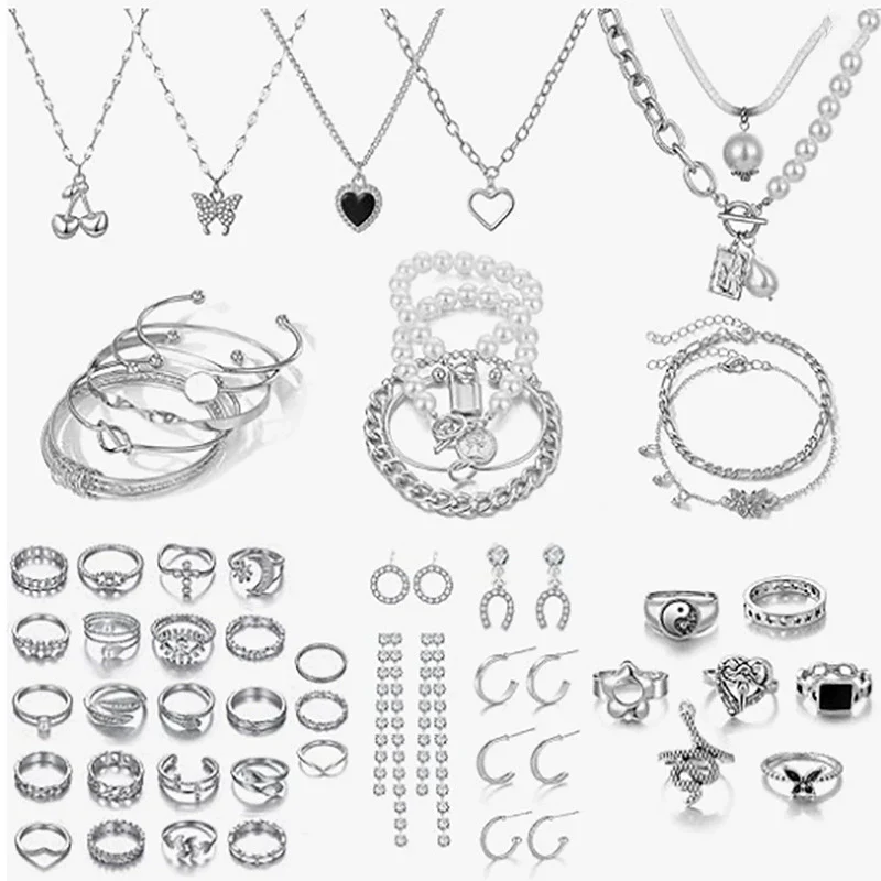 Pearl Jewelry Set Mixed Materials Heart Water Drop Bell Pattern Highend Style Set With Diamonds - Image 14