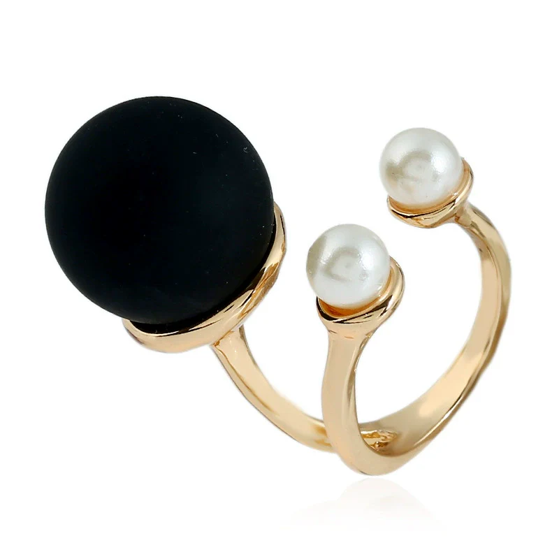 Pearl Ring Round Ball Shape Simple Geometric Style Women's Hand Jewelry - Image 11