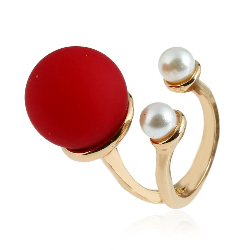 Pearl Ring Round Ball Shape Simple Geometric Style Women's Hand Jewelry - Image 6