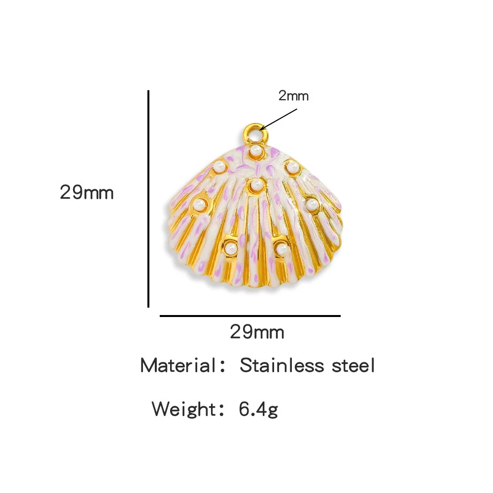 Pendant Accessories Stainless Steel Oildropped Shell Ocean Series - Image 12