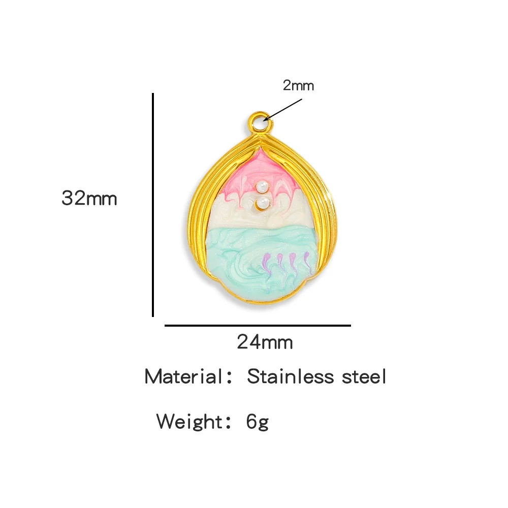 Pendant Accessories Stainless Steel Oildropped Shell Ocean Series - Image 7