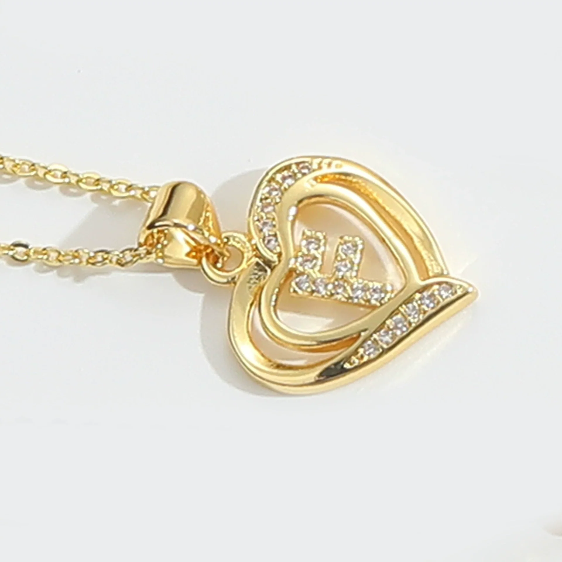 Pendant Clavicle Chain Copper Heart Hollow Shape Electroplating Simple Style - Image 11
